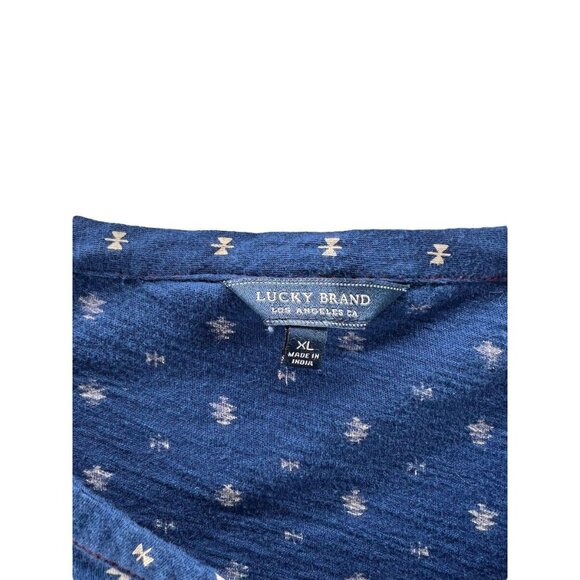 Lucky Brand Womens XL Blue Polka Dot Button-Up Blouse With Tassels & Ruffles - Picture 4 of 9